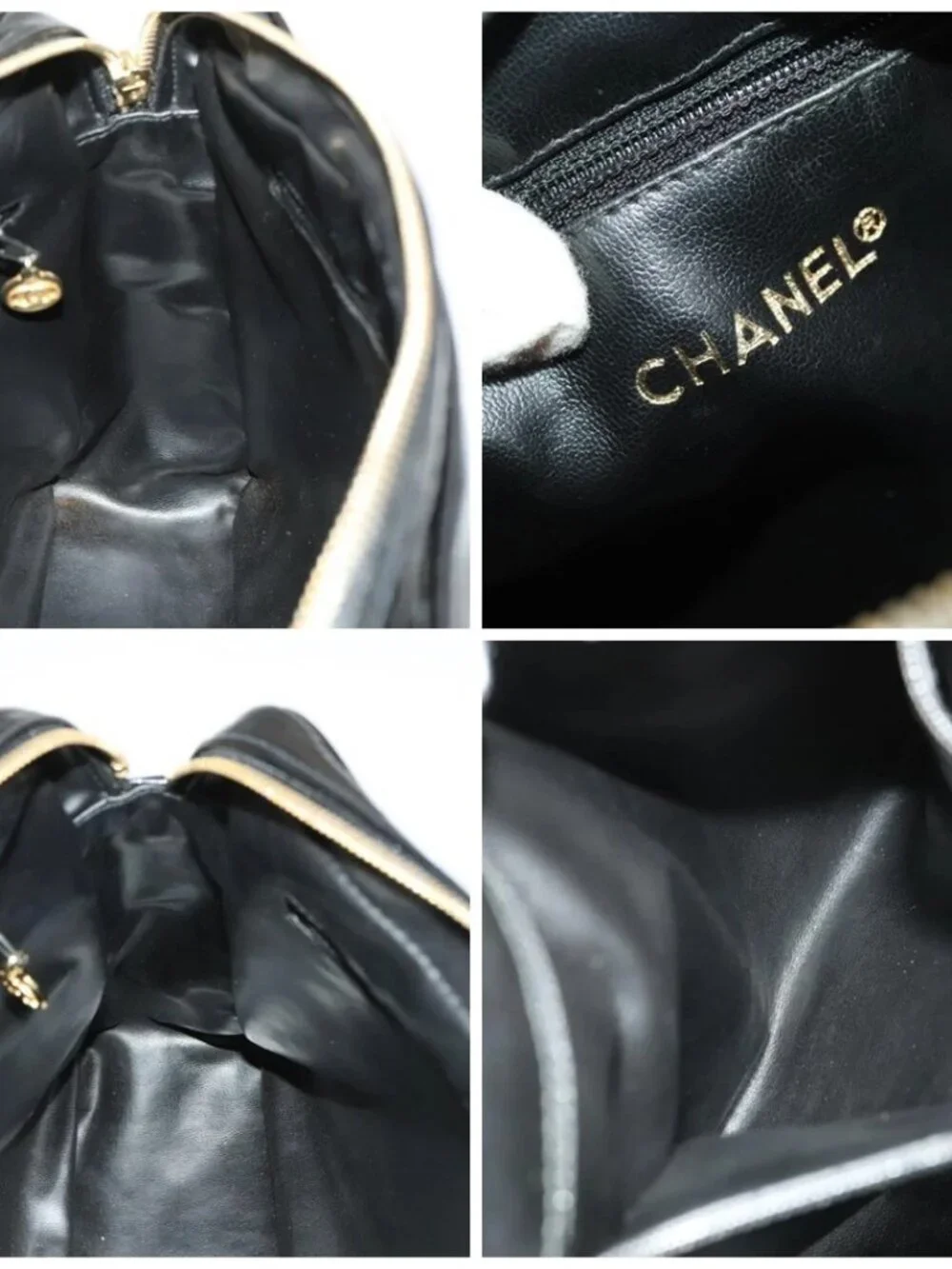 CHANEL Matelasse Chain Shoulder Bag Enamel Black Gold CC Auth bs25491
